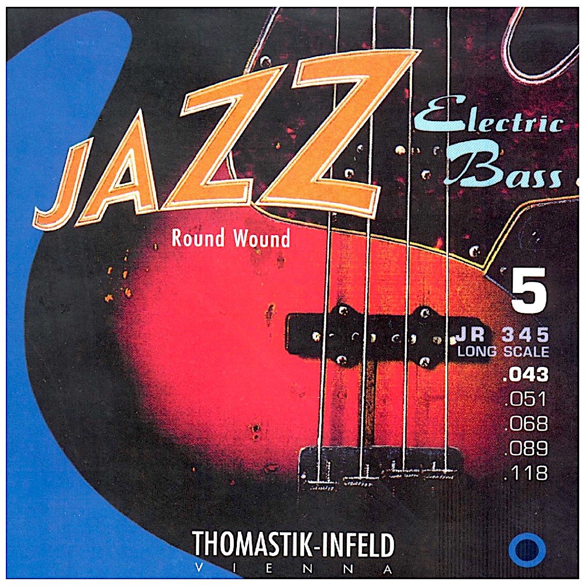 Thomastik Corde per basso elettrica Jazz Bass Serie Nickel Round Wound Roundcore set 5 corde JR345 scala lunga 34"