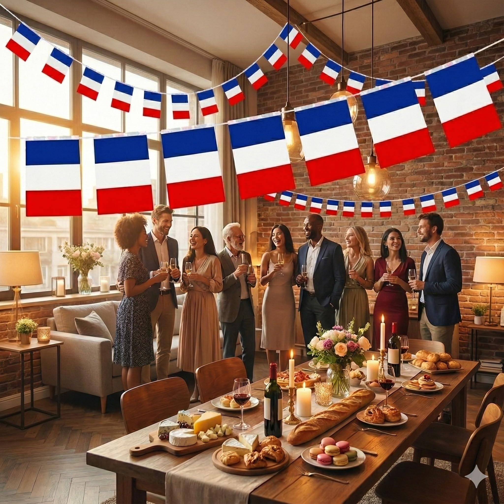 Guirlande De Fanions France Drapeau Français Banderole Décorative Résistante Aux Intempéries Pour Coupe Du Monde 2026 Football Supporter Fête Nationale 14 Juillet 10m 30 Fanions 14x21cm
