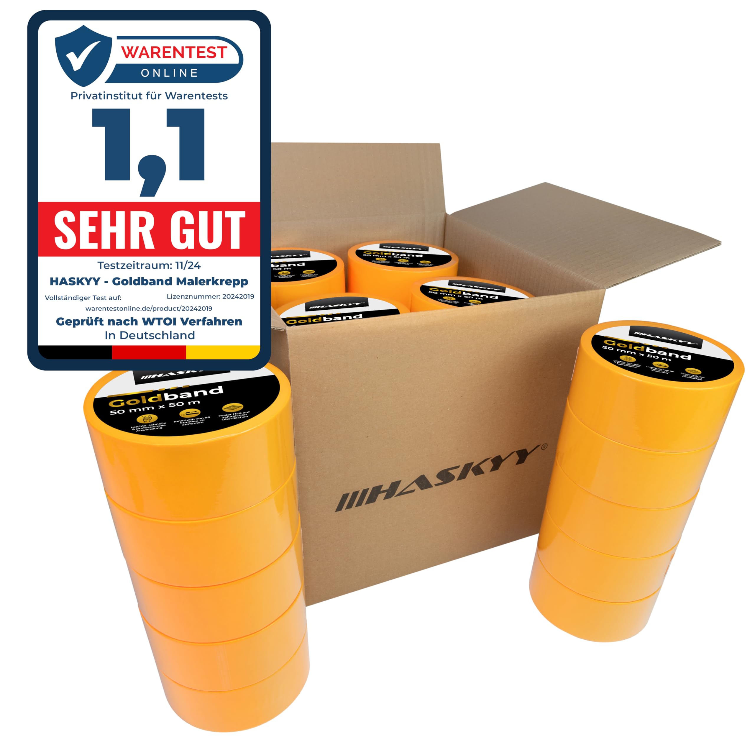 HASKYY Nastro per Mascheratura 20 rulli 50mm x 50m nastro Adesivo Professionale per Pittori, Nastro de Pittore per auto Carrozzeria