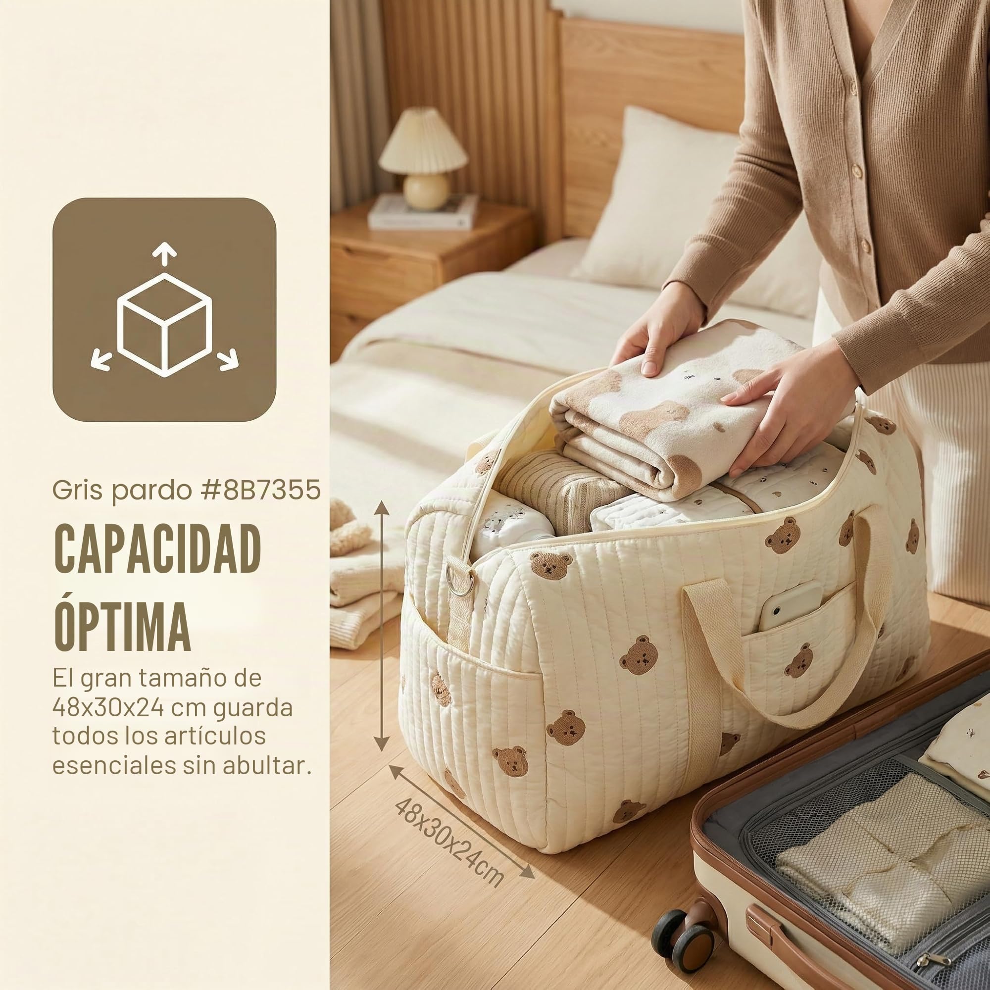 Bolsa Maternidad Hospital,Bolso Bebe Hospital Multifuncional,Bolsa de Pañales para Mamá de Gran Capacidad con Tirantes Ajustables para Maternidad y Cambio de Bebé