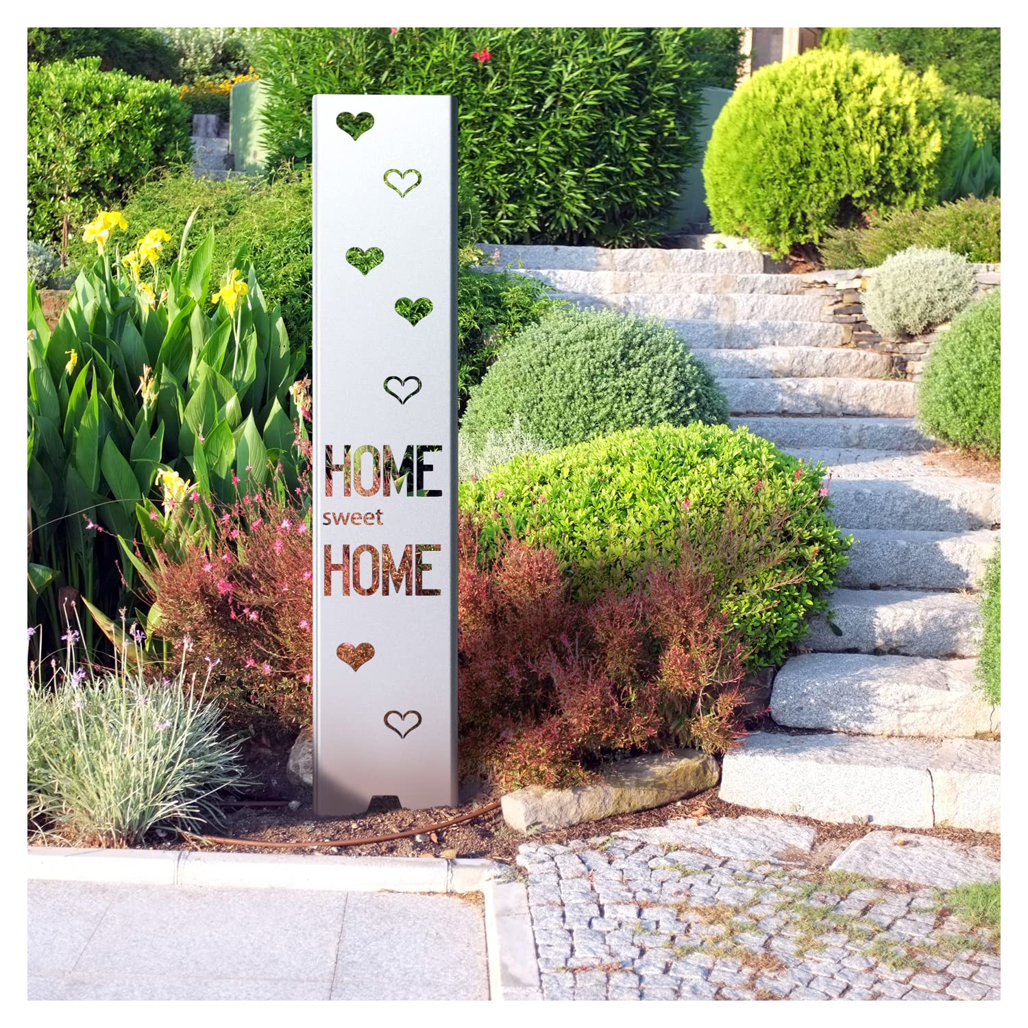 tuning-art EW101-E Gartenstecker Gartenschild Home | Garten Deko | Abkantung | 120cm x 21cm