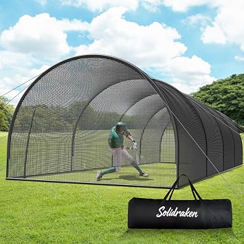 40FT Baseball & Softball Batting Cage for Backyard Enclosed Net with Pitching Machine Hole, Fiberglass Pole System, Carry Bag, Ideal for Home Hitting & Pitching Practice, 40 x 12 x 10 ft