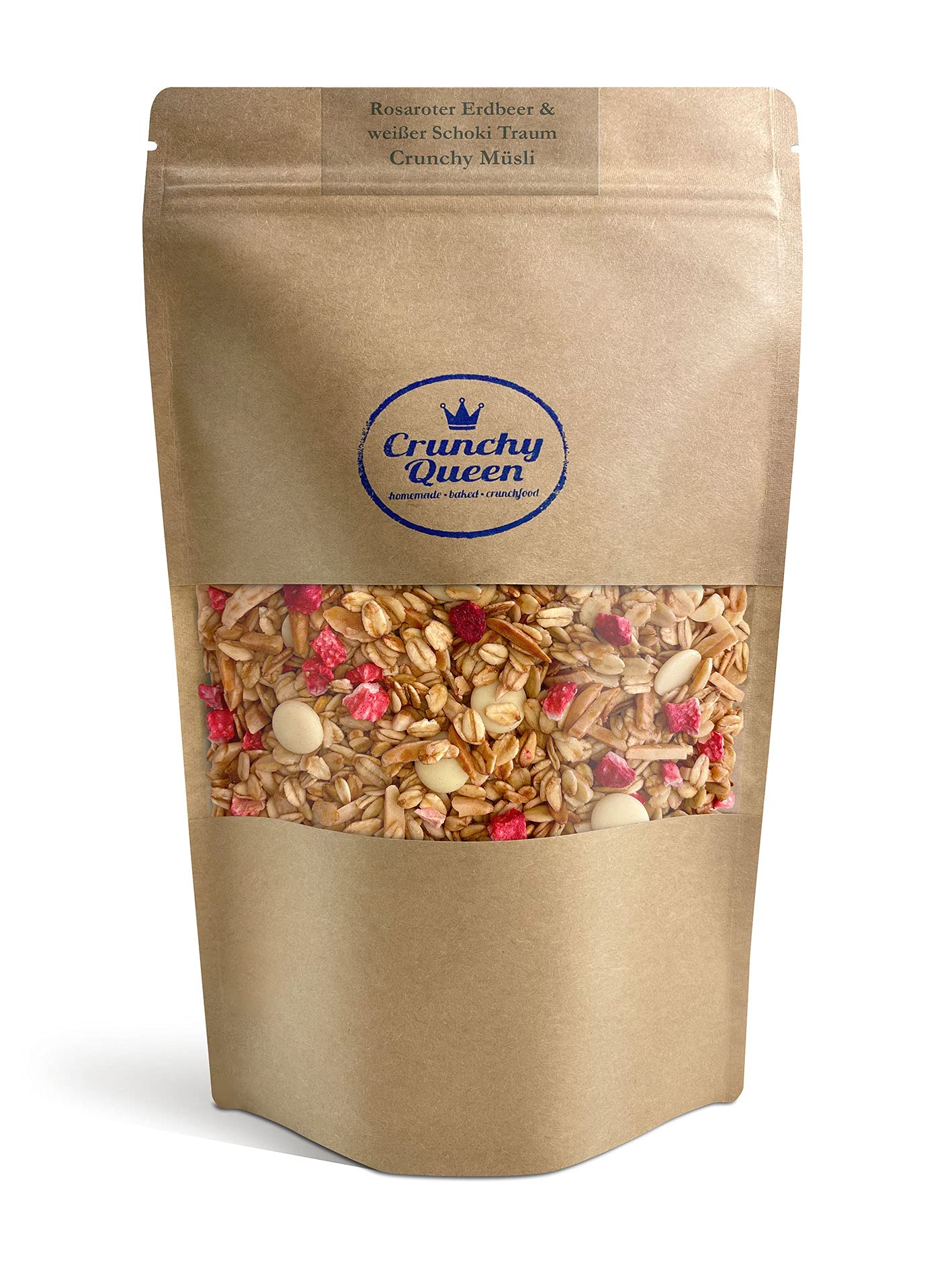 Crunchy Queen Rosaroter Erdbeer & weißer Schoki Traum Granola Knuspermüsli | Handgemacht | Crunchy Topping für Smoothiebowl & Müsli | Müsli ohne Zucker | 100% natürlich | 3 x 340g