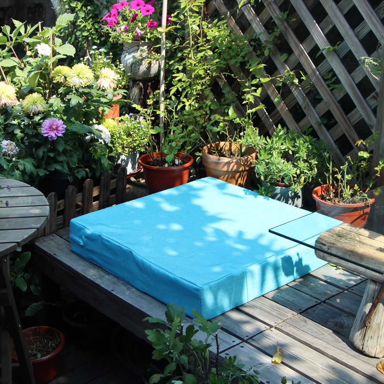 Patio Seat Cushion Covers,Washable Slip Covers Replacement,Waterproof Outdoor Furniture Chair Cushion Pillow Seat Cover for Couch,Garden,Sofa,Aqua,24"×22"×4"(2 Covers Only)