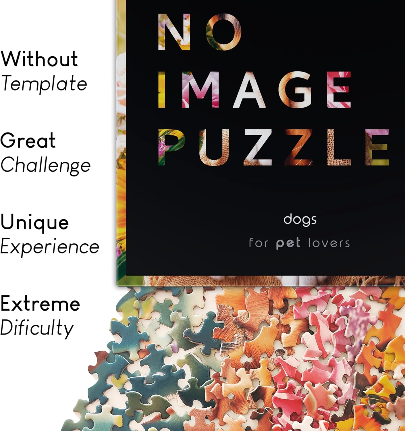 No Image Puzzle 1000 Irregular Pieces Extreme Difficult Jigsaw Challenge Adults Hardest Puzzle No Guide Ultimate Brain Teaser Intermediate Level Dogs Mystery Unique Gift