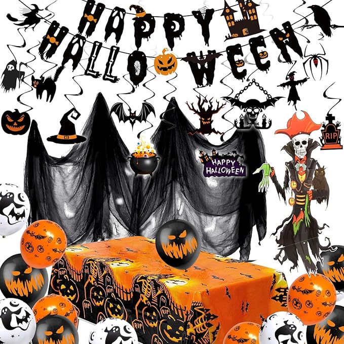 KAKOO 15M Bannière De Guirlande Halloween,Banderole Halloween Décoration De Guirlande De Papier