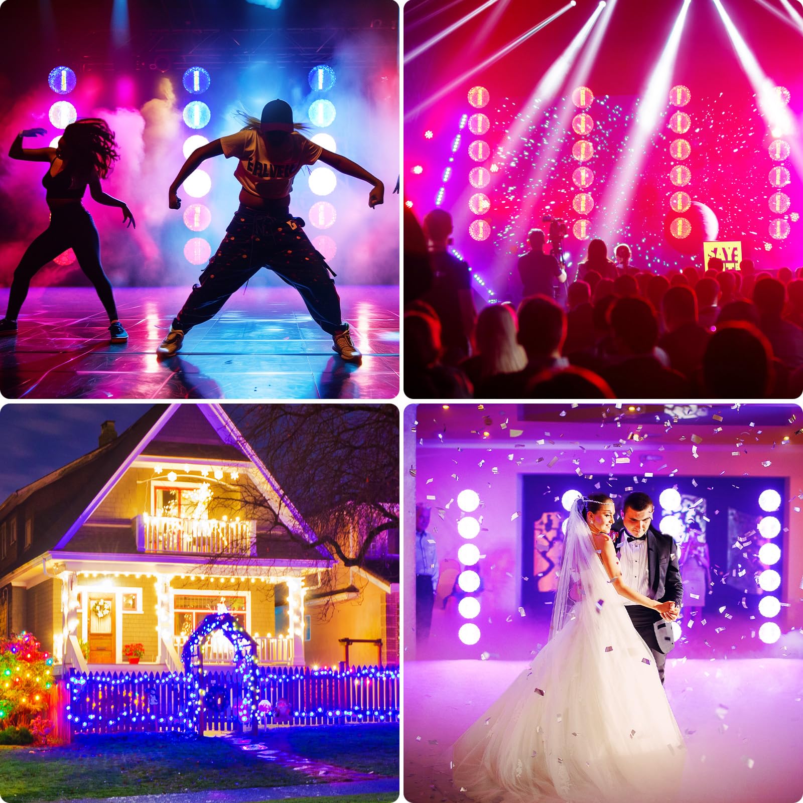 300W LED Par Luci da Palco Lineare Vintage COB,6x50W COB Luce Dorata + 168 LED RGB,Faretto Palcoscenico DMX Luce Della Festa,Luce Stroboscopica per Bar DJ Discoteca Matrimoni Halloween Natale,2PCS