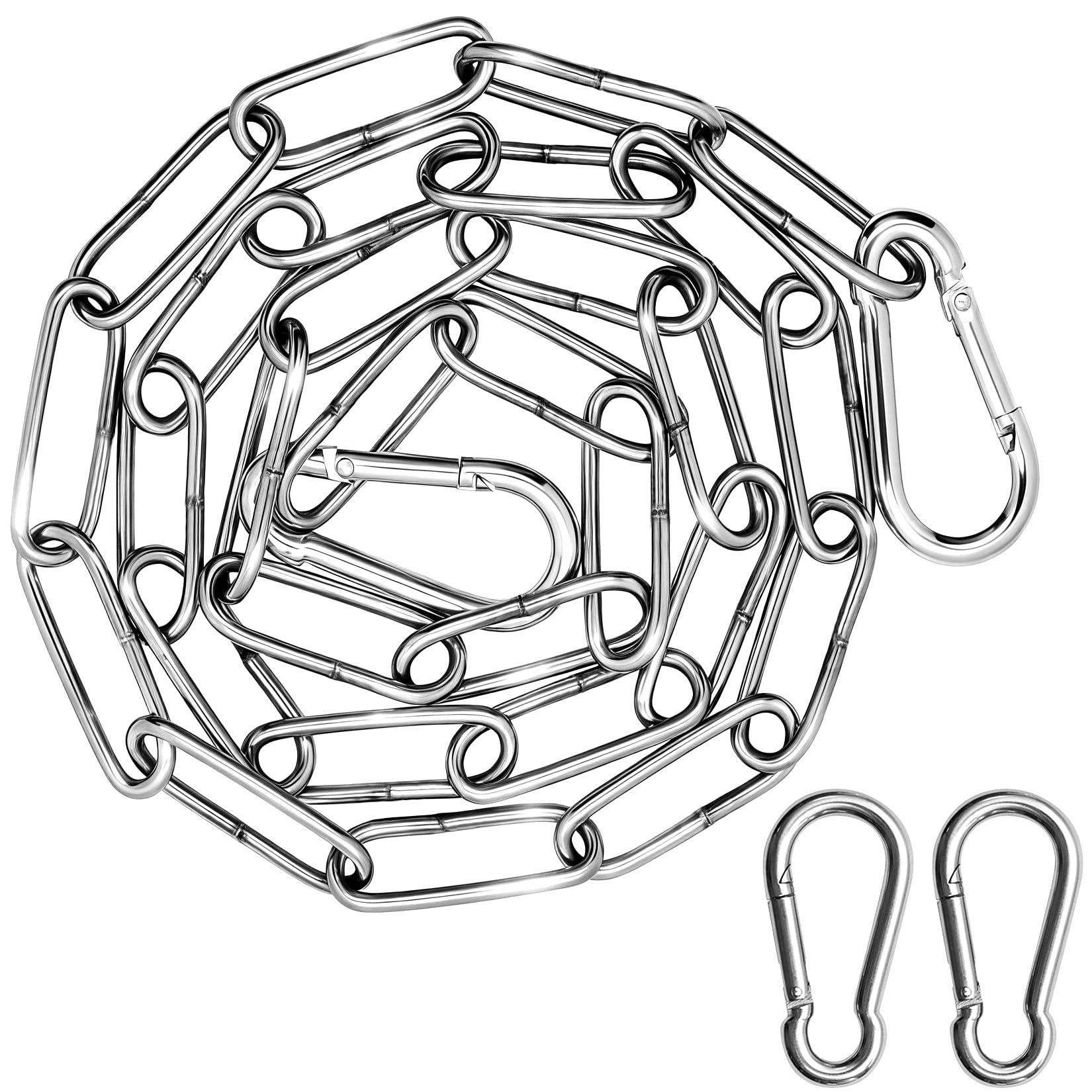 2 Rotoli Catena Acciaio Inox, Catenella in Metallo, 3 mm x 1 m Catena in Acciaio Inossidabile, Catenelle di Sicurezza per Cancelli, recinzioni, porte, biciclette, con 4 lucchetti di sicurezza