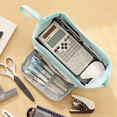 Miniatura 5 de HVOMO Pencil Case Large Capacity Pencil Pouch Handheld Pen Bag Cosmetic Gift for Office School Teen Girl Boy Men Women Adult (Blue)