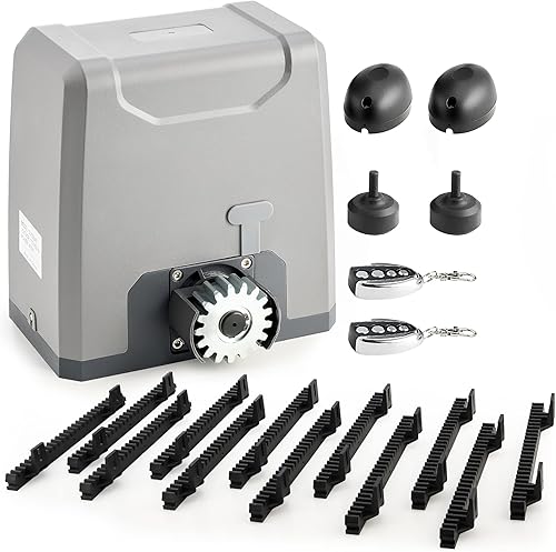 CO-Z Abridor de puerta corredera accionado por bastidor de 3300 libras con sistema de alarma, abridor automático de puerta de 550 W con controles