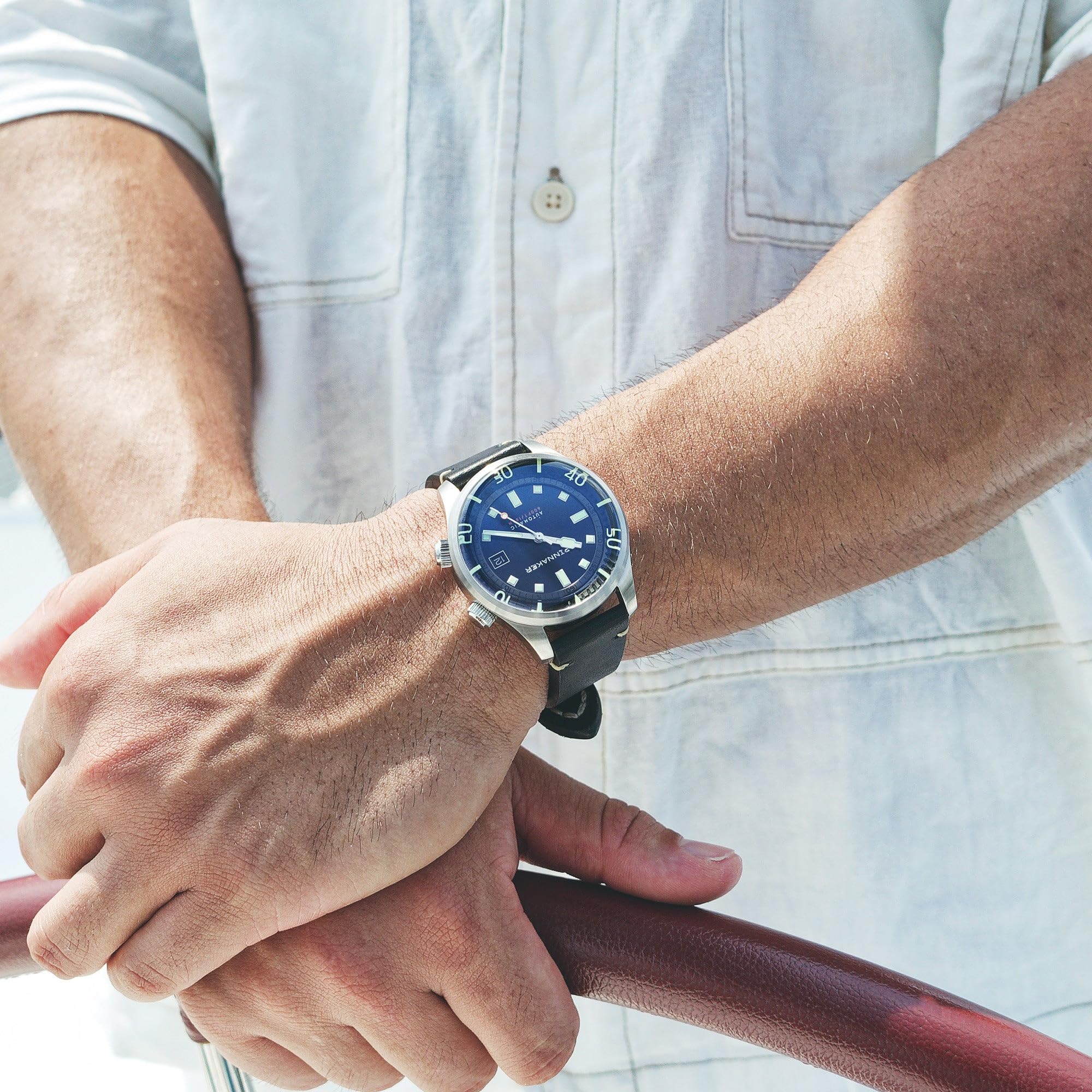 Spinnaker Męski 42 mm Bradner automatyczny zegarek z 3 wskazówkami z bransoletką z prawdziwej skóry lub stali nierdzewnej SP-5062