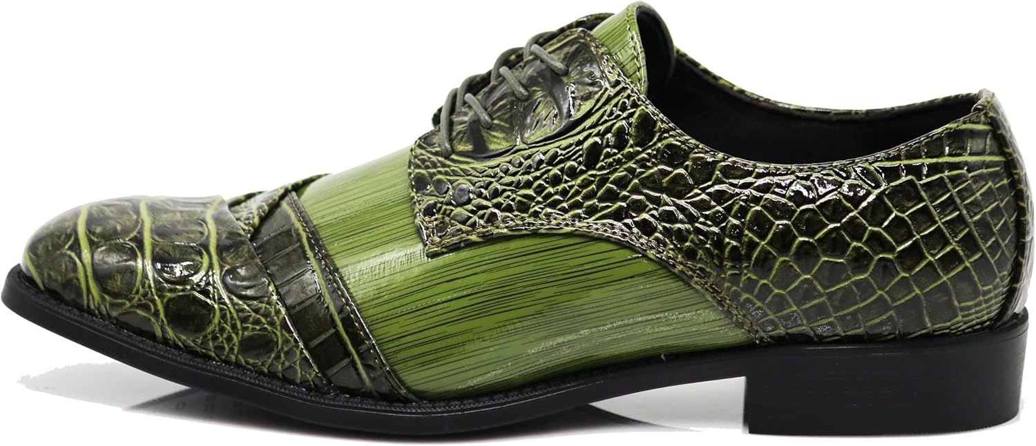 STW Men's Alligator Crocodile Print Oxfords Fashion Lace Up Dress Shoes - Image 3