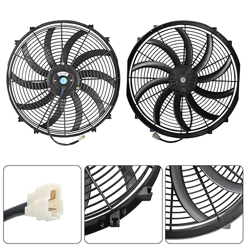 Miniatura 68 de Ventilador delgado de 12 pulgadas, ventilador eléctrico de enfriamiento para radiador, motor universal de alto rendimiento de 12 V 80 W con kit