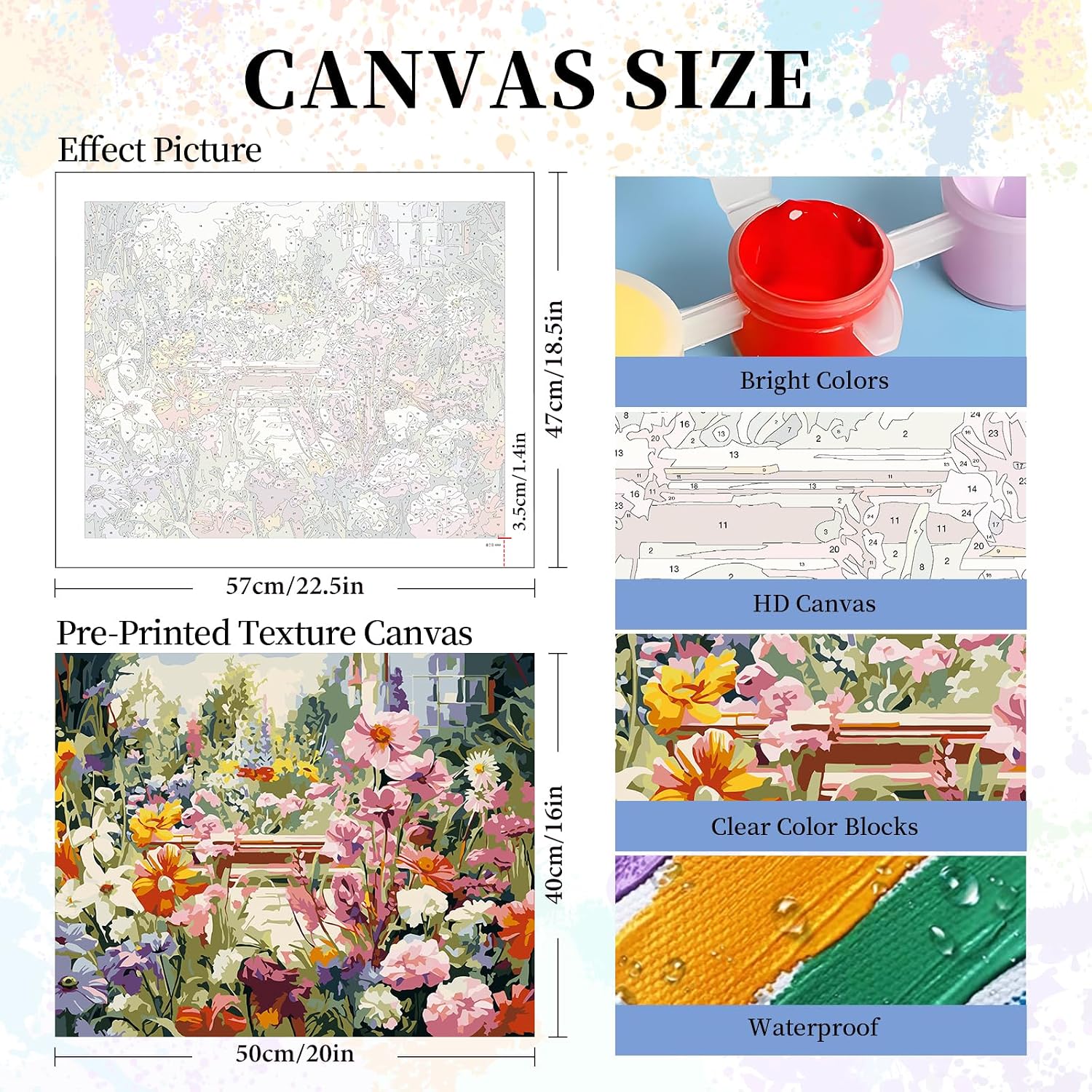 Paint by Numbers Kit for Adults, Garden Flowers Number Painting Canvas Kit image 3