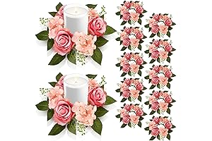 12 Pcs Rose Candle Rings for Wedding Party Decor