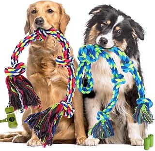 Eefitoys Tough Dog Rope Toys for Aggressive Chewers - 5 Pack Tug of War Ropes for Small Medium Large Dogs
