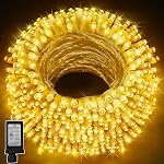 Christmas String Lights, 98FT 300 LEDs Indoor Outdoor Fairy Lights 8 Flashing Modes with End-to-End Plug, Waterproof Fairy Lights for Bedroom Wall Wedding Party Decorations - (Warm White)