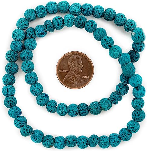 Miniatura 7 de TheBeadChest - Cuentas de lava volcánica azul turquesa (0.315in)