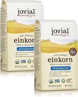 Jovial Organic Einkorn Flour 32oz 2-Pack - Ancient Unhybridized Wheat, Glyphosate-Free, Gluten Sensitive Friendly