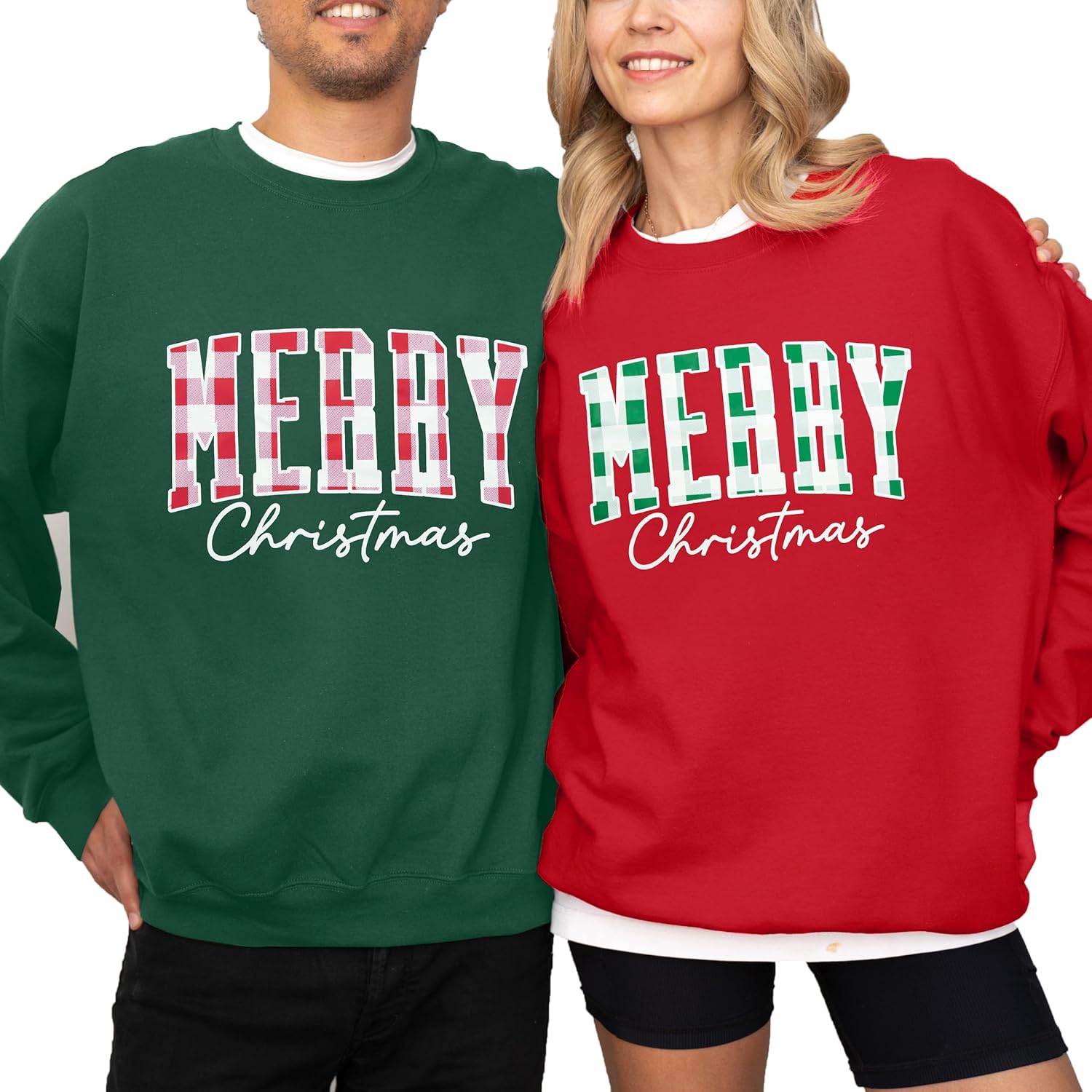 LUKYCILD Christmas Couples His and Her Sweatshirt: Merry Christmas Couples Matching Outfits Xmas Holiday Long Sleeve Shirt - Image 6