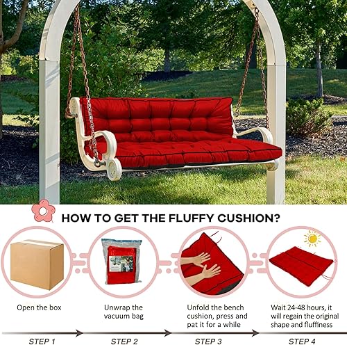 Miniatura 106 de Cojín de repuesto para columpio de 2-3 asientos, cojines de banco para exteriores con respaldo grueso de 4 pulgadas, muebles de patio, jardín, Flor