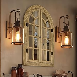 Window Mirrors for Wall Decor -Arched Wall Mirror Farmhouse Wall Decor Wood Frame Decorative Wall Mirrors Like Window