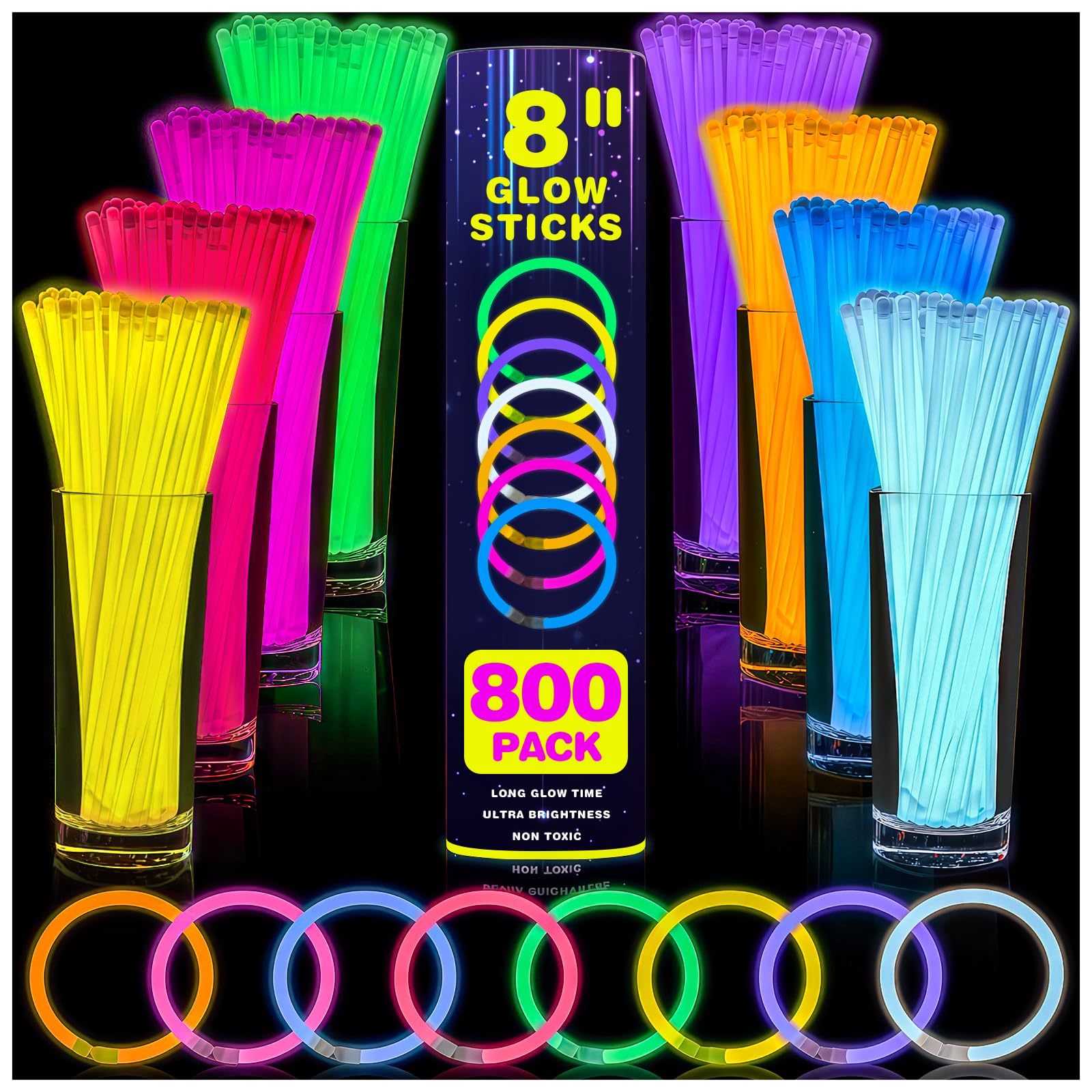 Photo 1 of QuikMoprit 800 Pcs 8" Glow Sticks Bulk Pack