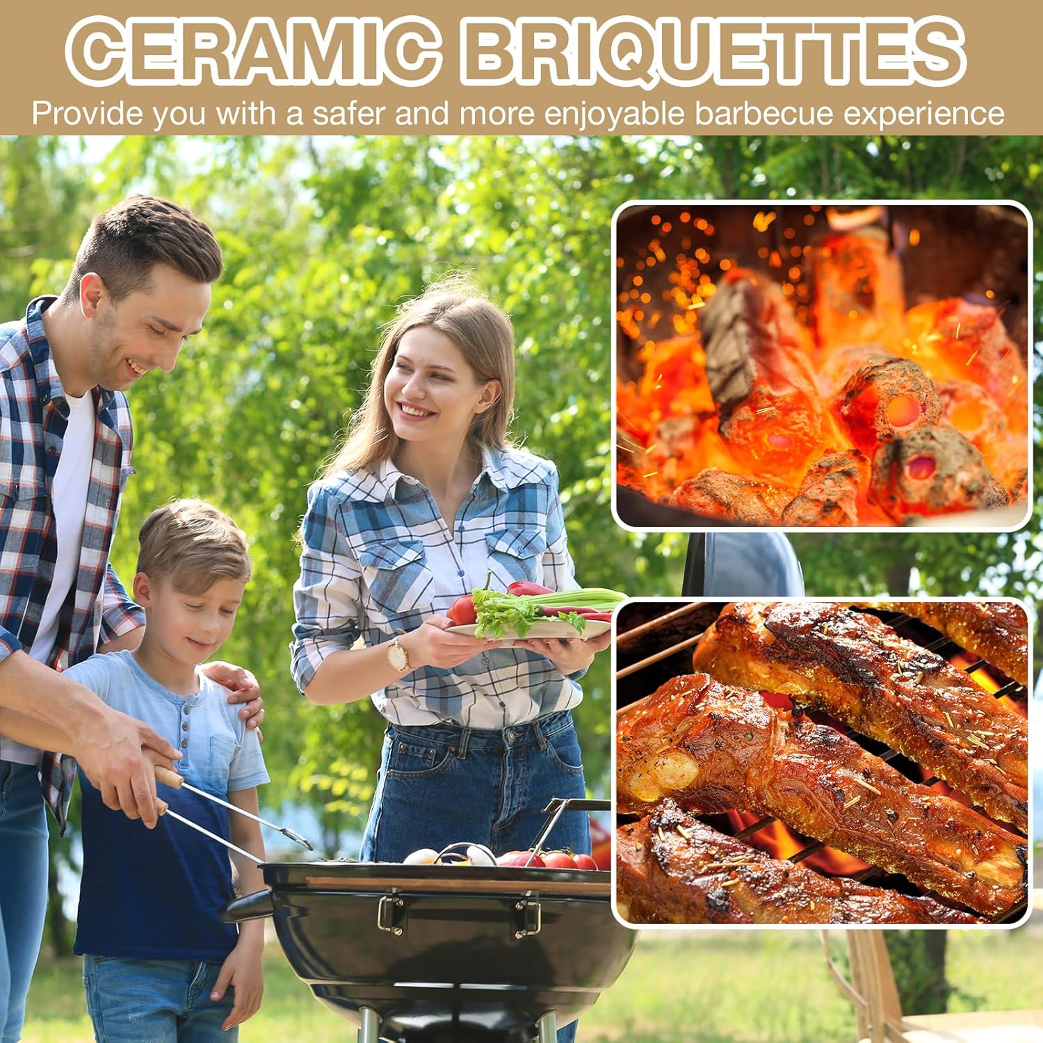 Baquler 100 Pcs Ceramic Briquettes for Gas Grill, Ceramic Briquettes Grill Bricks Replacement for Lava Rocks, Barbecue Briquettes Gas Grill Briquettes for BBQ Gas Grill