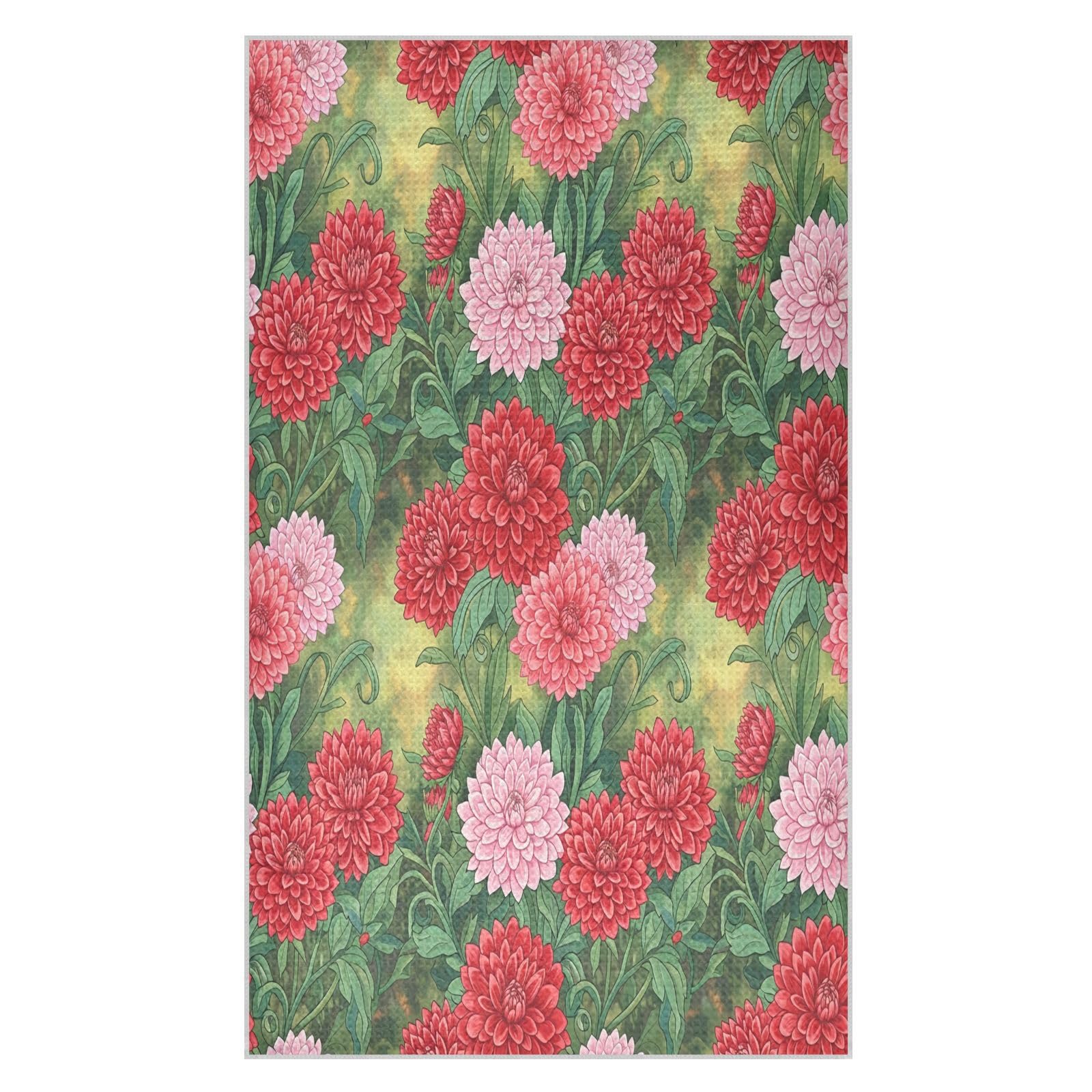 Lyeorm Vibrant Red Blooms Waffle Weave Kitchen Towels 18x30 Inch Soft Absorbent Microfiber Dish Cloths
