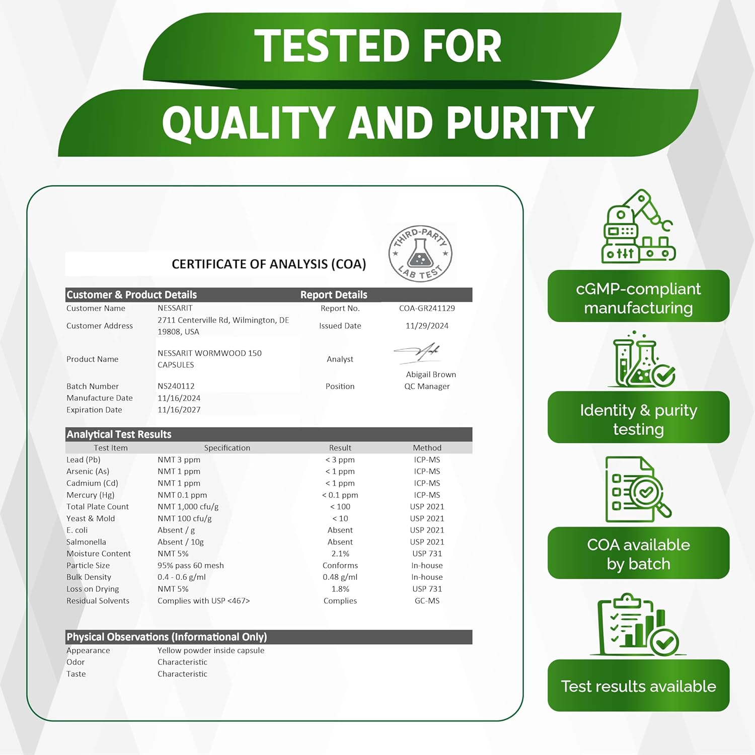 Wormwood 8,700 mg – High Potency with Black Walnut, Berberine, Whole Cloves, and Ginger – Digestive Health Support – 150 Count - Image 7