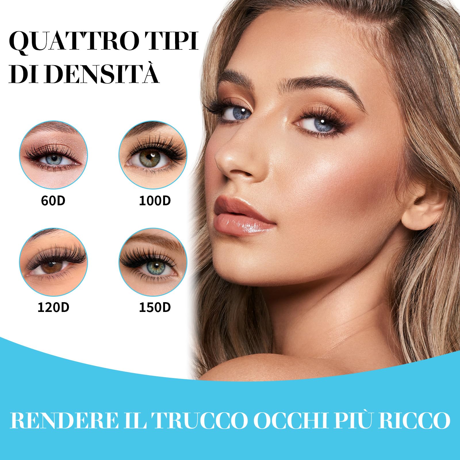 VEGCOO 560 Pezzi Ciglia Finte Extension Ciglia, 60-100-120-150D Curl Ciglia Finte Ciuffetti, 10-16mm Kit di Extension per Ciglia, DIY Eyelash Extension per Ragazze e Donne Principianti