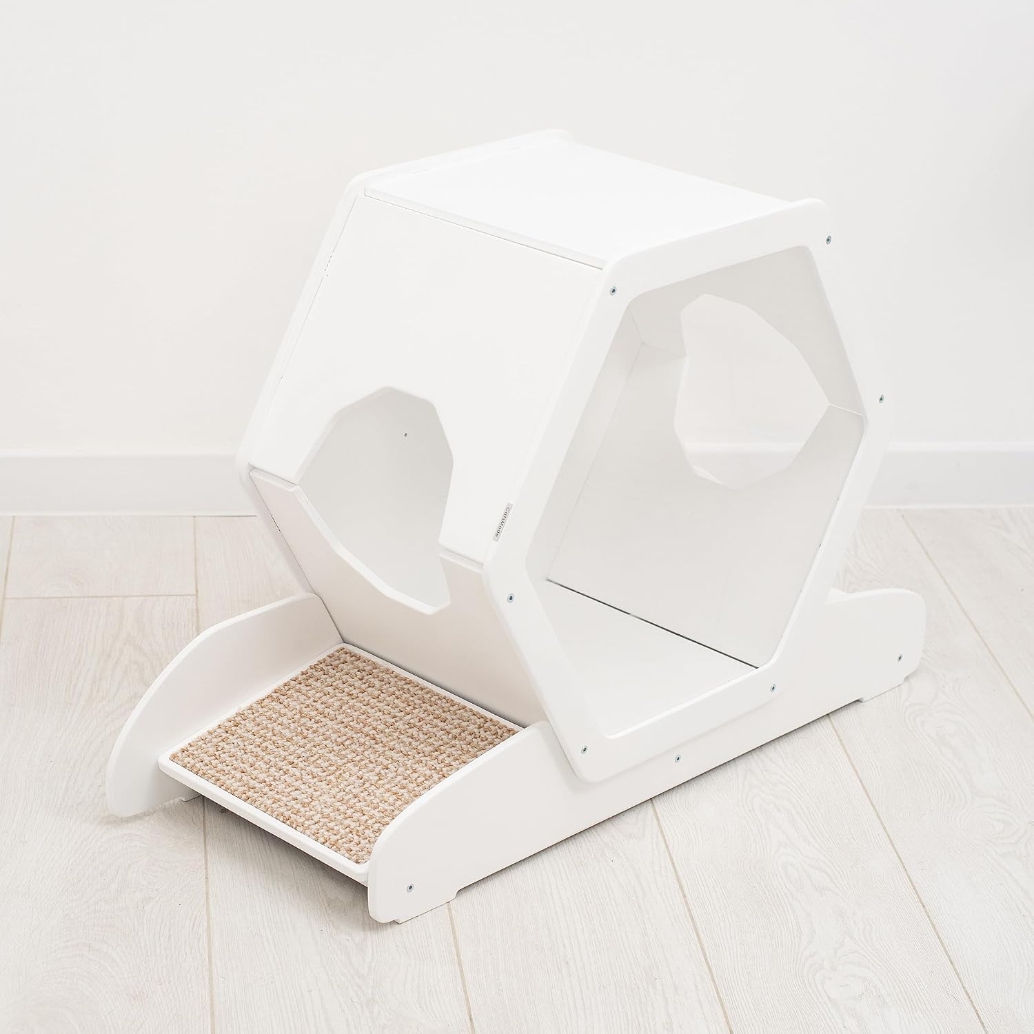Wood Cat House Cat Bed Cat Toy Rustic Cat Decor Cat Lover Gift New Home Gift Pet Furniture Cat House Indoor (White, With Wooden Panel)