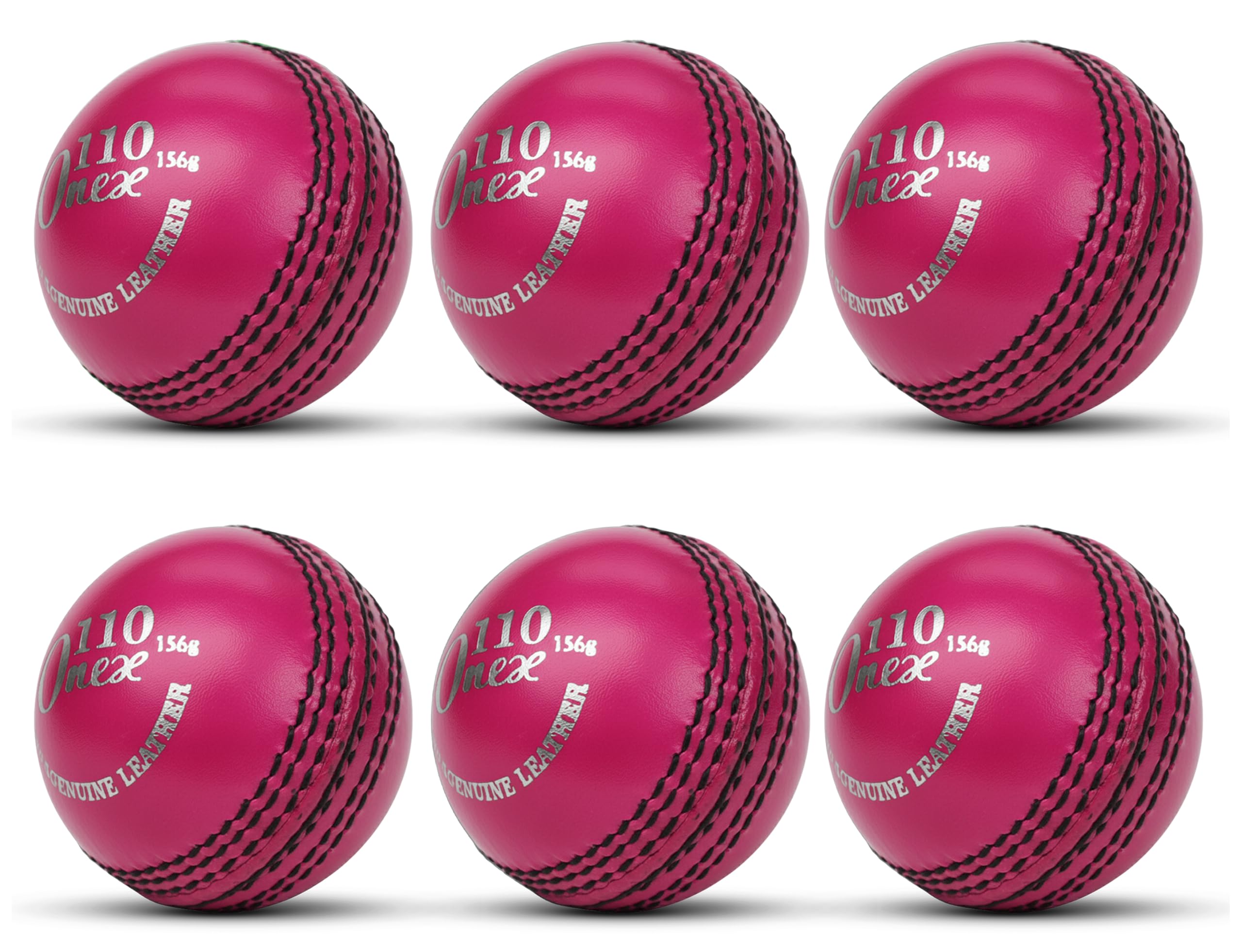 ONEX Cricket Balls Leather 5.5oz Senior | Hand-Stitched Hard Ball for Practice, Nets & Coaching | Match-Quality Swing, Seam & Bowling Training | Ideal for Club, School & Academy UK (2, PINK) โ image 1