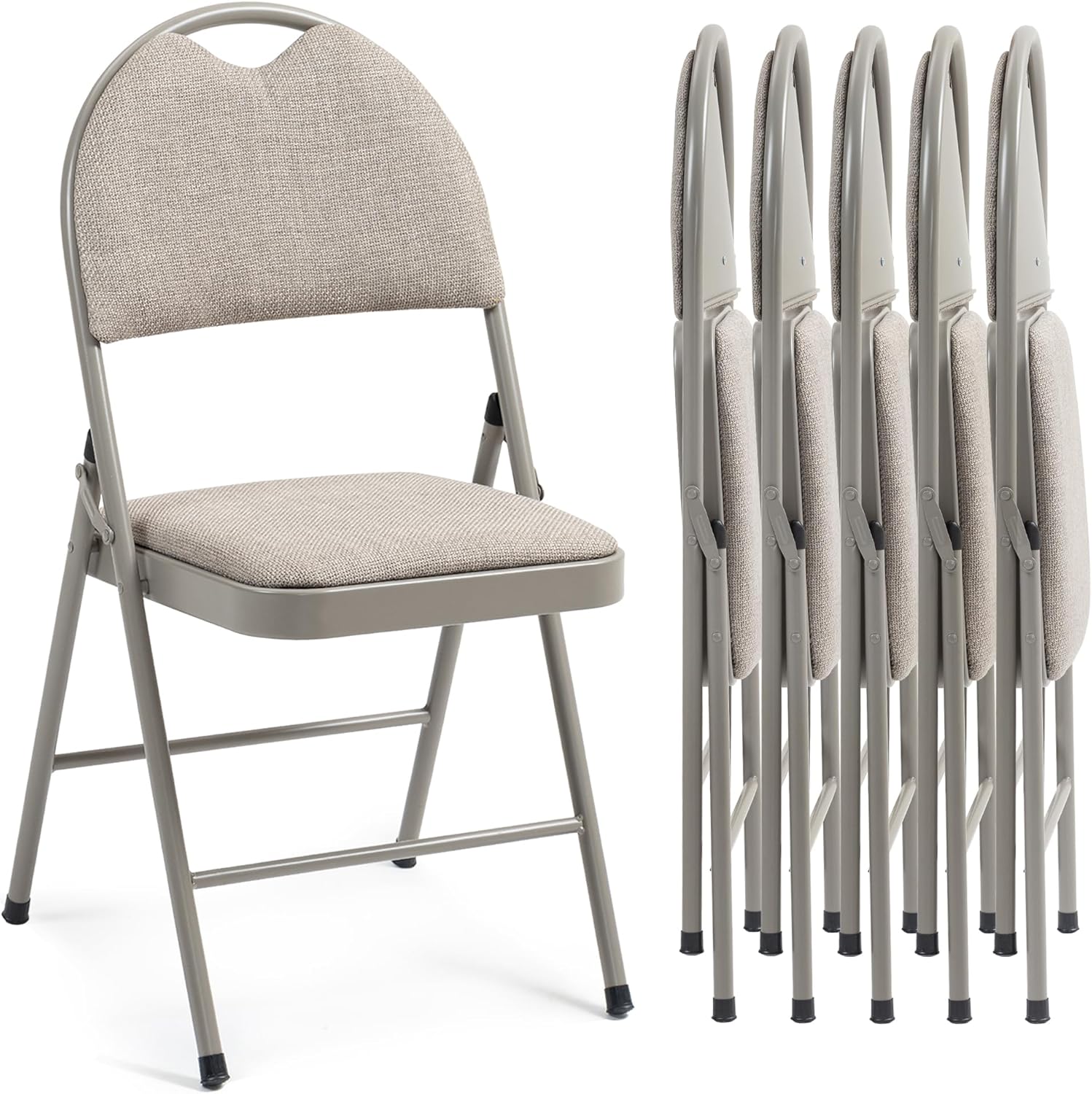 Amazon.com: HOMEFUN Folding Chairs with Cushion Padded Foldable Chair 6 ...