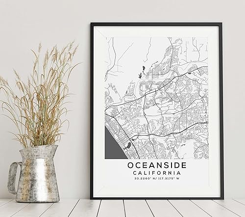 Vista 6 de Mapa de Oceanside, California, Light 2 (12x16)