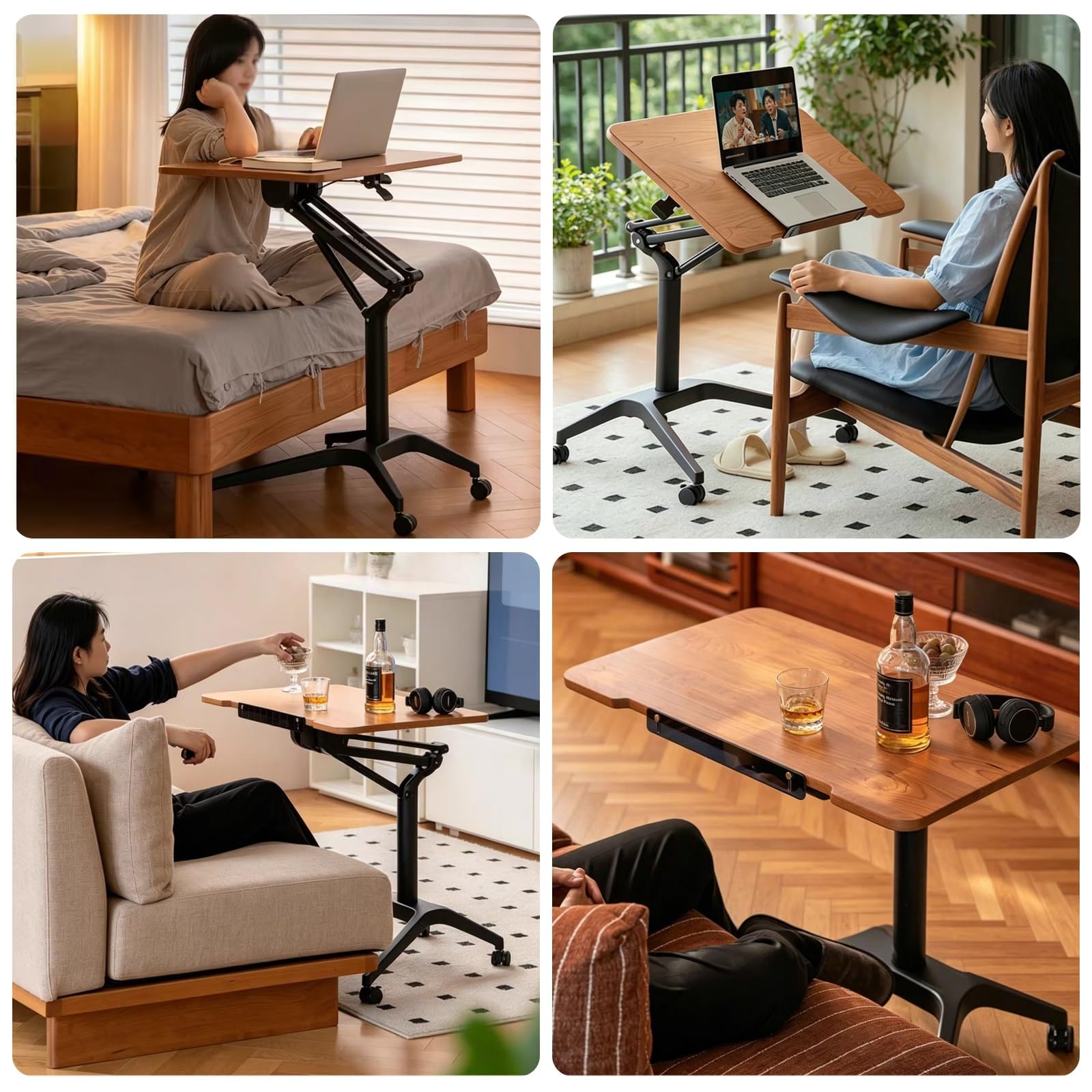 Mesa auxiliar plegable de altura ajustable,Mesa de pie sobre la Cama