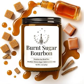 Burnt Sugar Bourbon Candle – 7oz Soy Blend with Brown Sugar, Butterscotch & Oak – Handmade Small Batch Scented Gift Candle