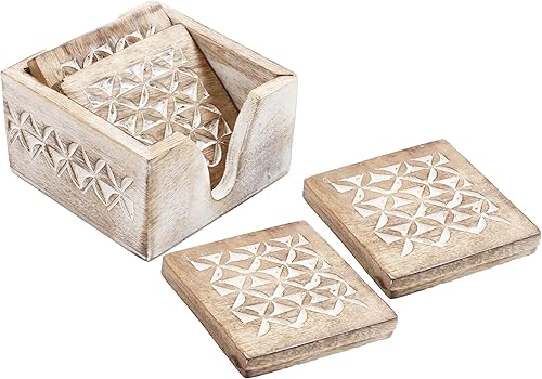 Regalos para el día de San Valentín, juego de 6 posavasos florales blanqueados para beber, té, mesa de café, posavasos blancos envejecidos con