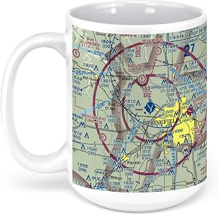 Springfield-Branson National Airport (SGF), North Airport Boulevard, Springfield, MO, USA FAA Sectional Aeronautical Charts Chart Mug, 15oz