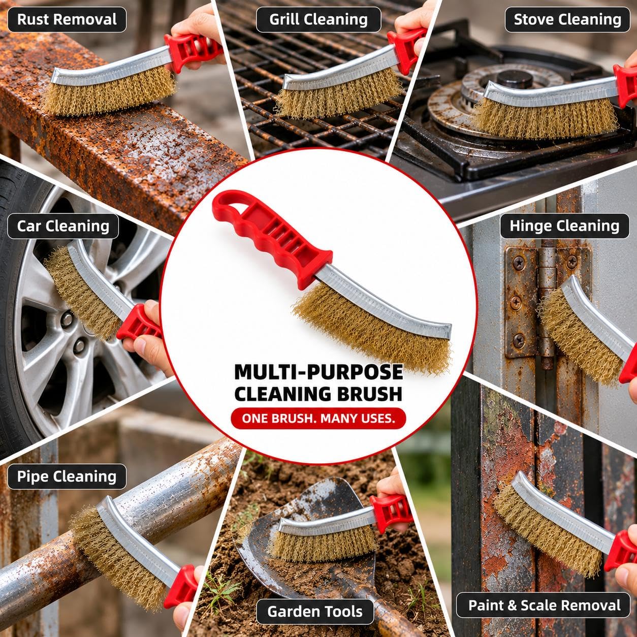 Multi-Purpose Stainless Steel Wire Brush with Long Handle for Cleaning Rust and Paint Remover Brush | Wire Brush for Cleaning Metal - Pack of 1 — Amazon image 4