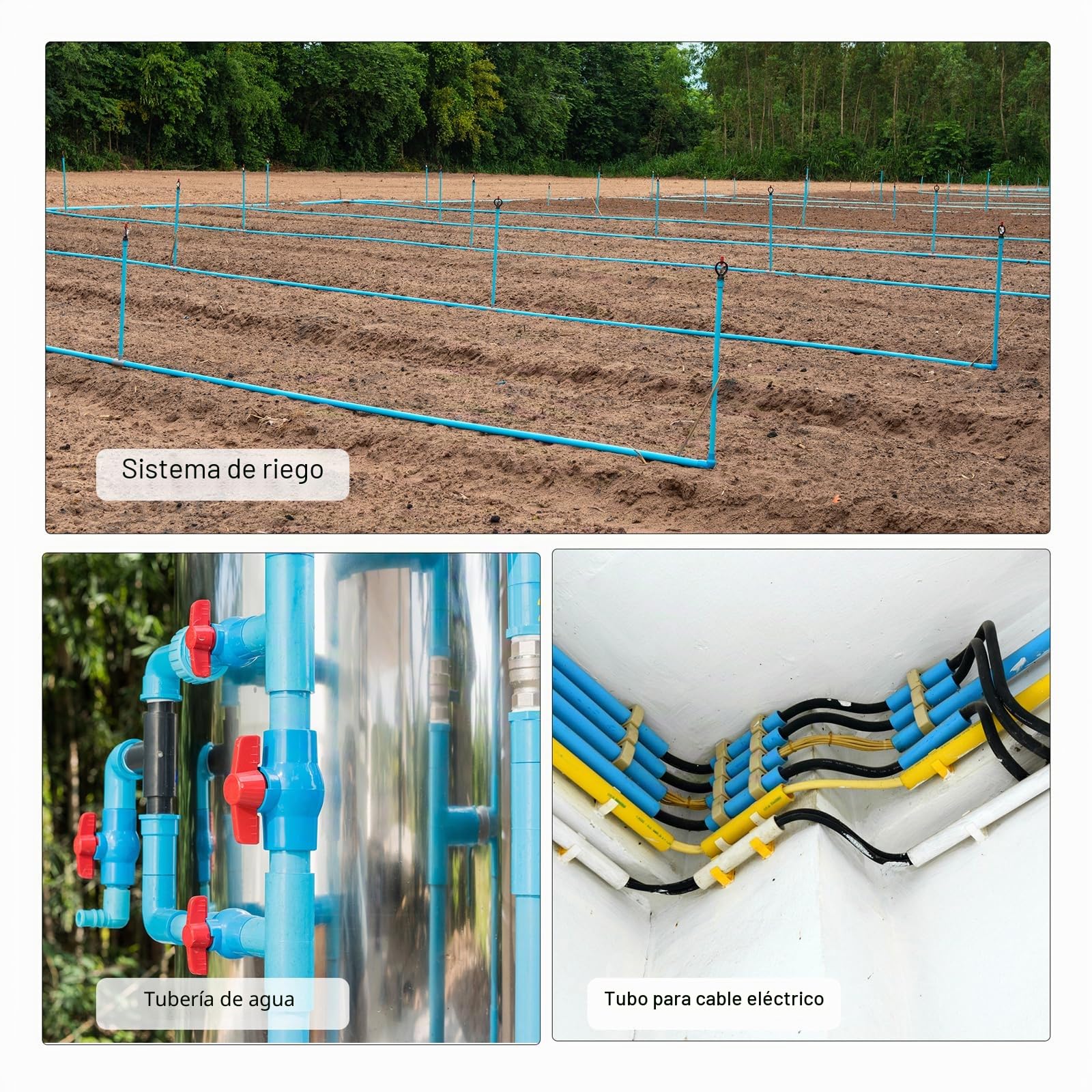 sourcing map - Manguera rígida de PVC transparente de 10,2 cm x 100 mm x 110 mm de diámetro exterior, resistente a los impactos para tuberías de agua, acuario, invernadero, jardín, color azul
