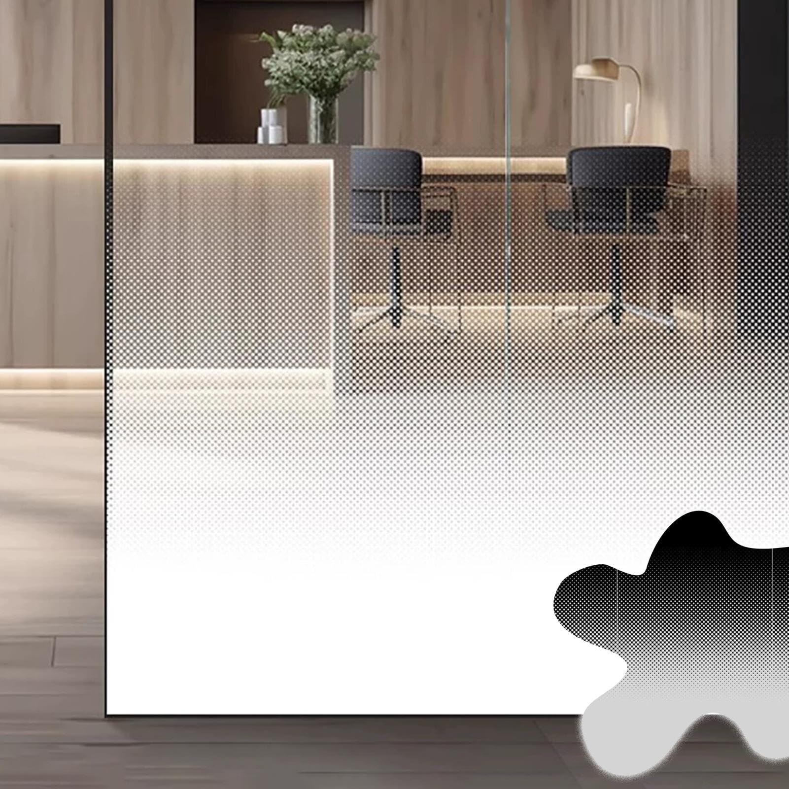 Vinilo Ventana Privacidad Película para Ventanas con Degradado de Puntos | Vinilo para Cristales de Puertas con Efecto de Privacidad Unidireccional, Rollo de Película Decorativa con Degradado