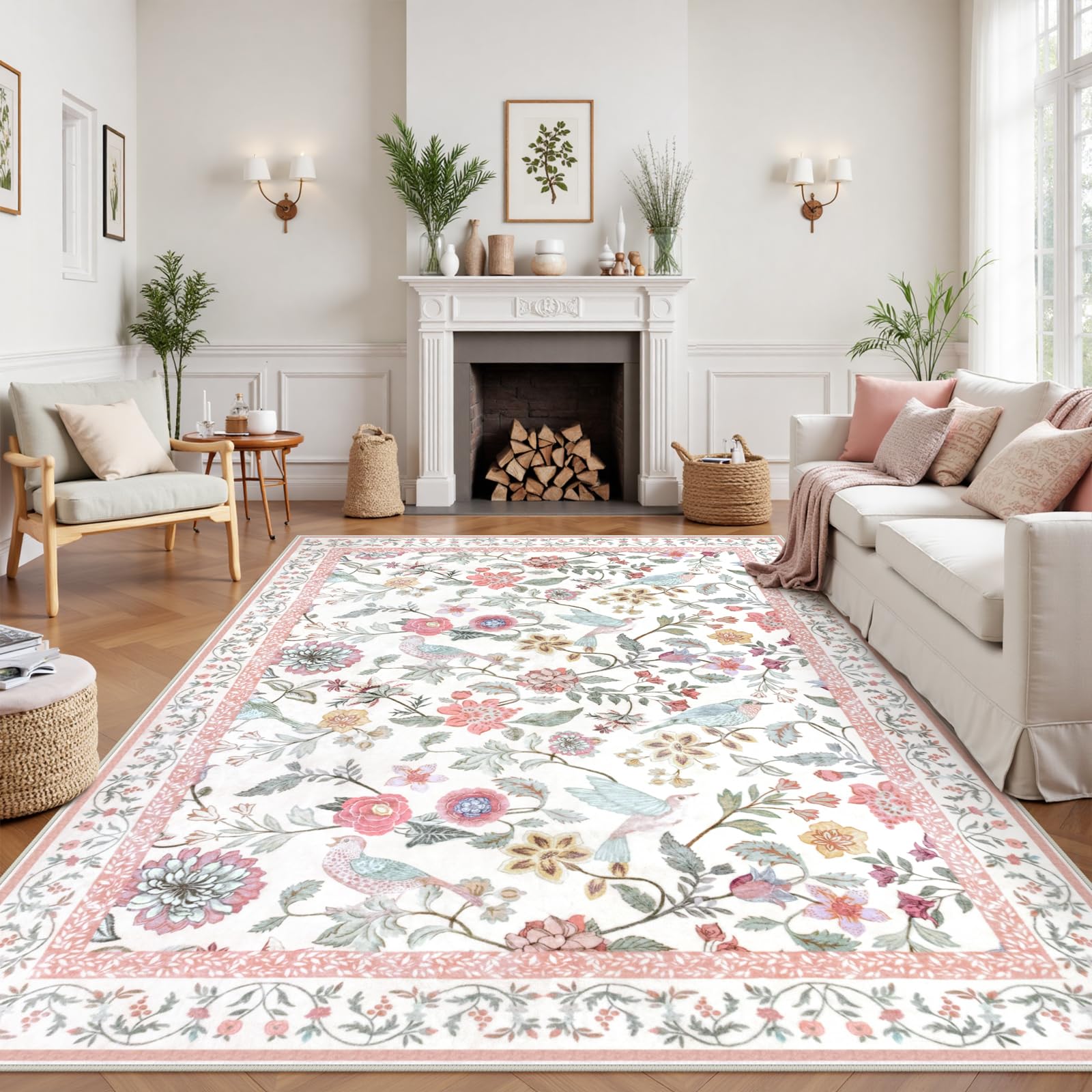 Rugalia Floral Washable Area Rug