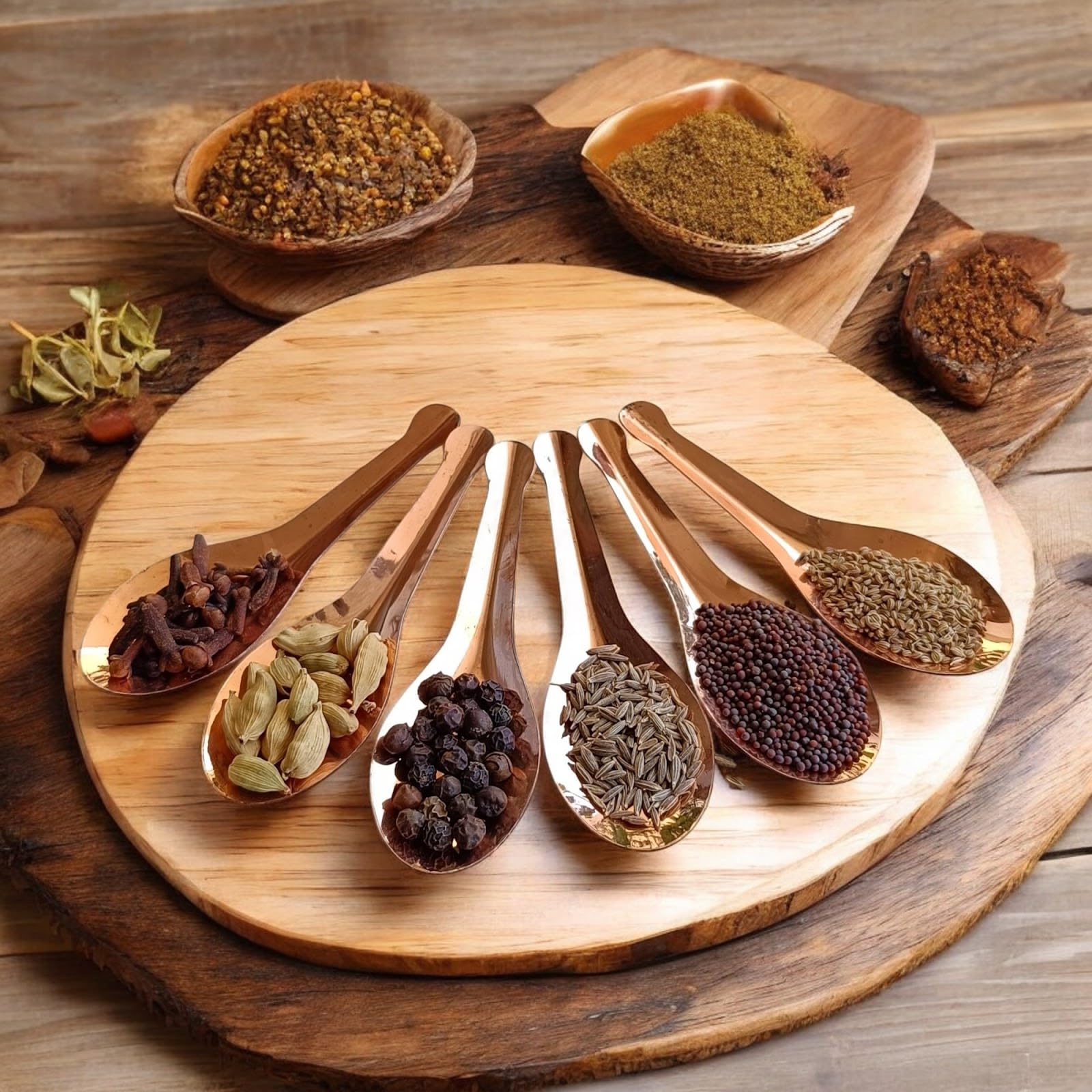 アンティーク雑貨 Minerva 1Piffolca Spoon Indian Art Villa Copper Masala Spoon Set of 6 – Small Spoons for