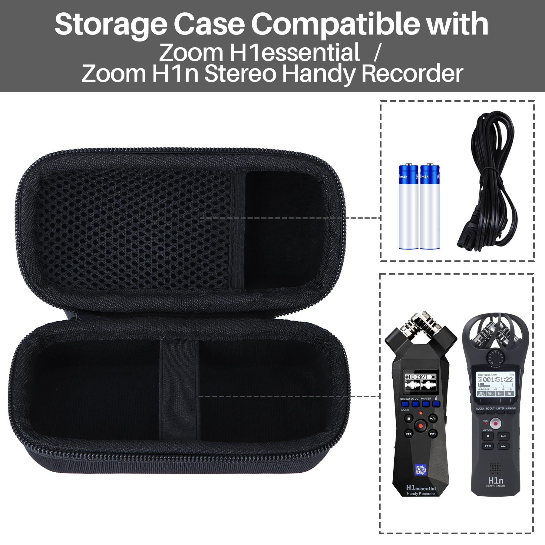 Lebakort Duro Caja Estuche Funda para Zoom H1n / Zoom H1essential Grabadora Portátil Estéreo