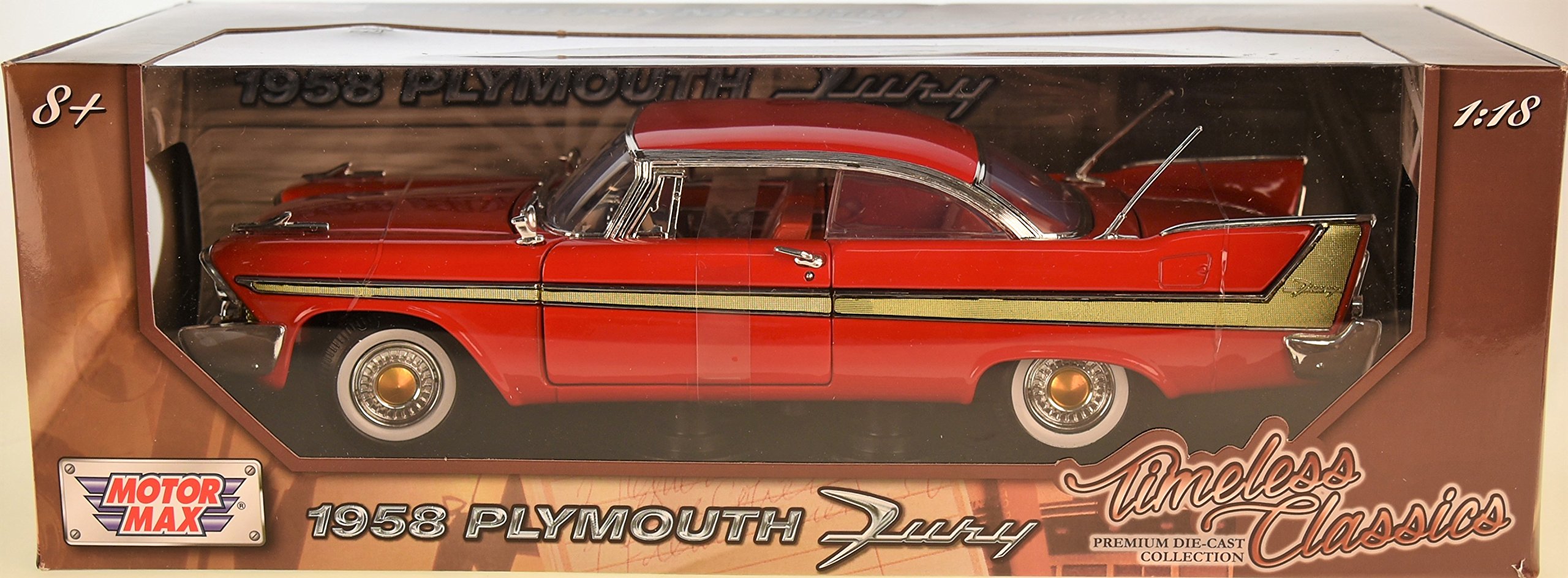 MotorMax MTM73115R Plymouth Fury 1958 Red 1:18 Model odlewu do odlewu kompatybilny z