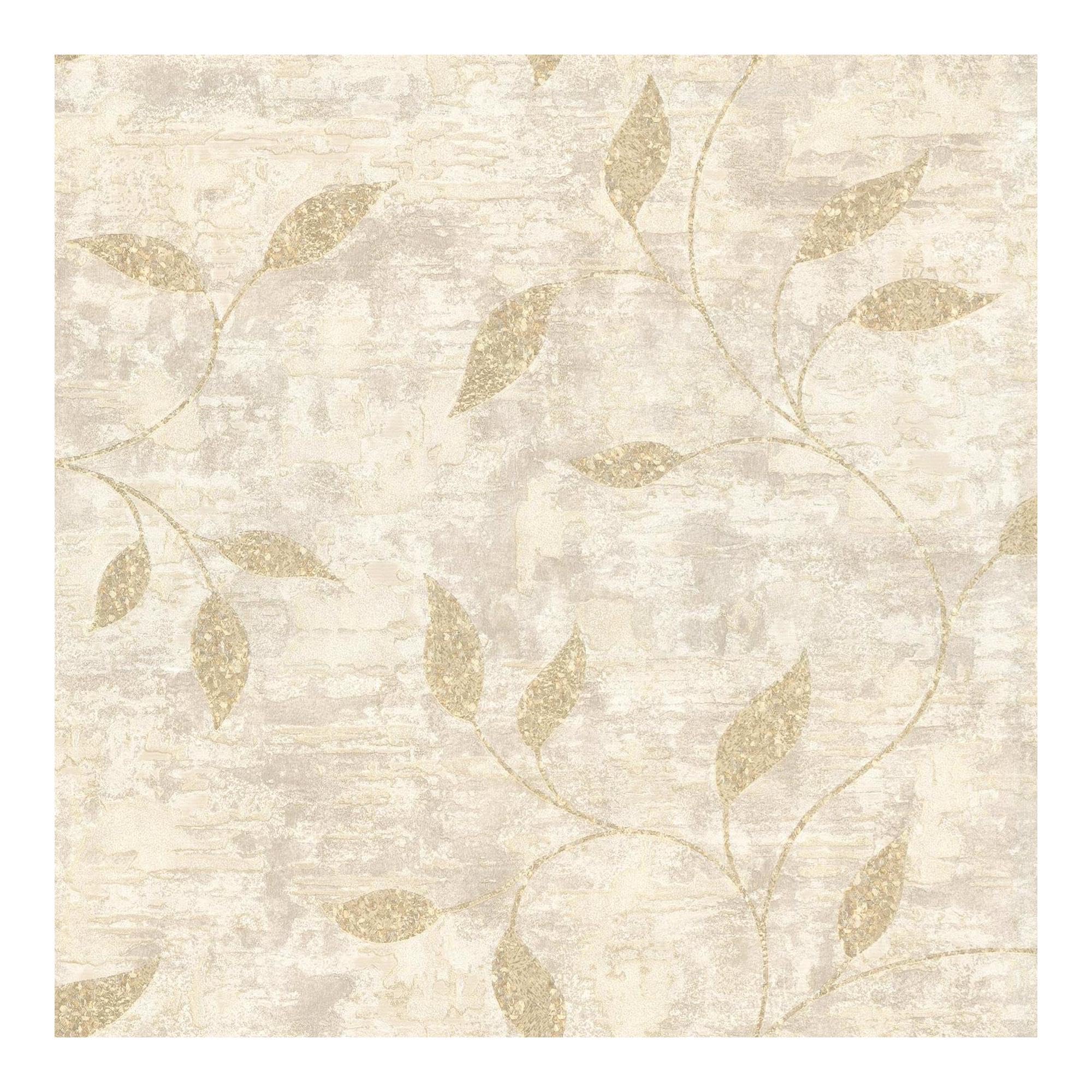 Boutique Ornamental Leaf Cream Textured Floral Wallpaper