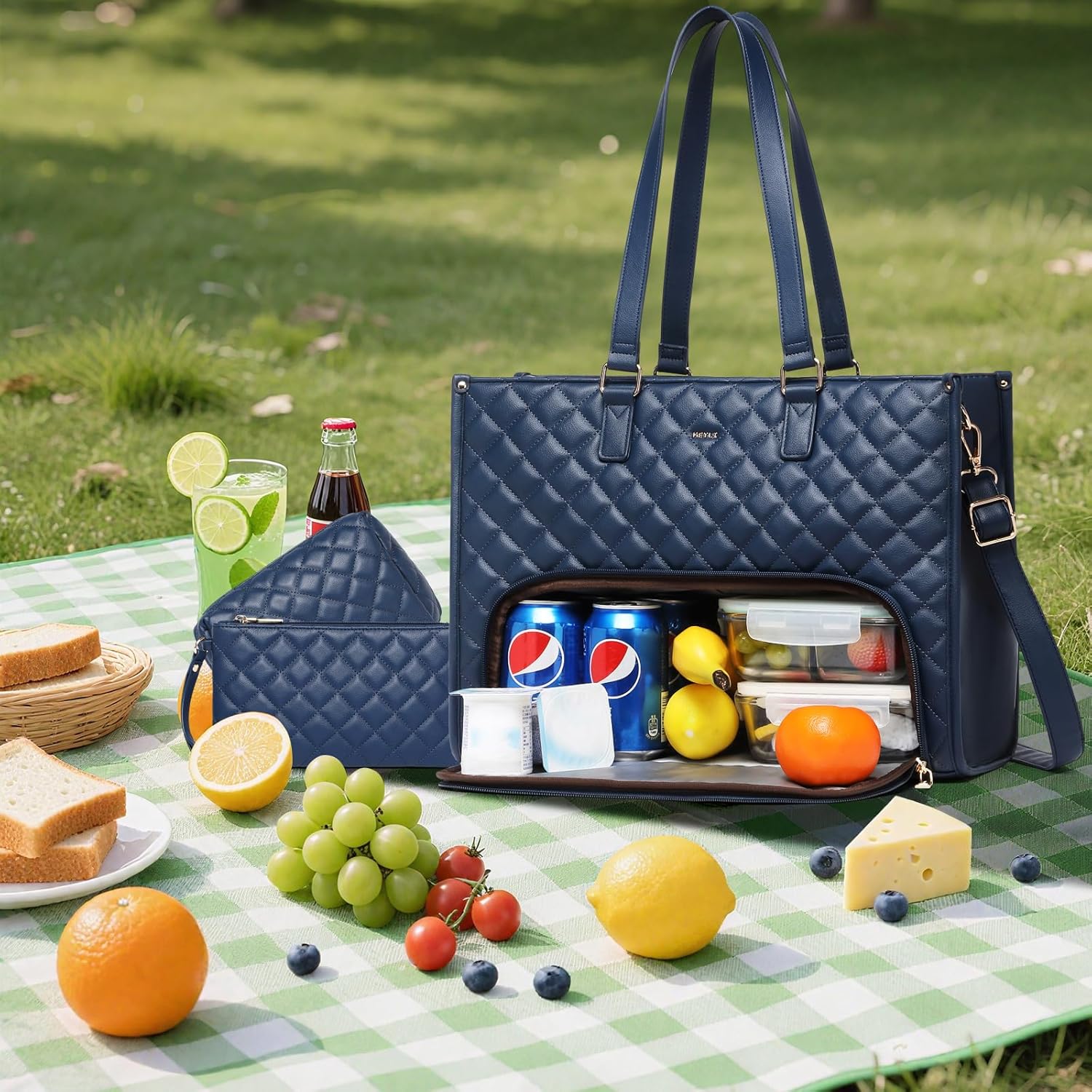 Keyli 3PCS Sets Lunch Tote bag for Women,15.6 Inch Laptop Work Bag with Insulated Lunch Box Compartment Computer Handbag - Image 3