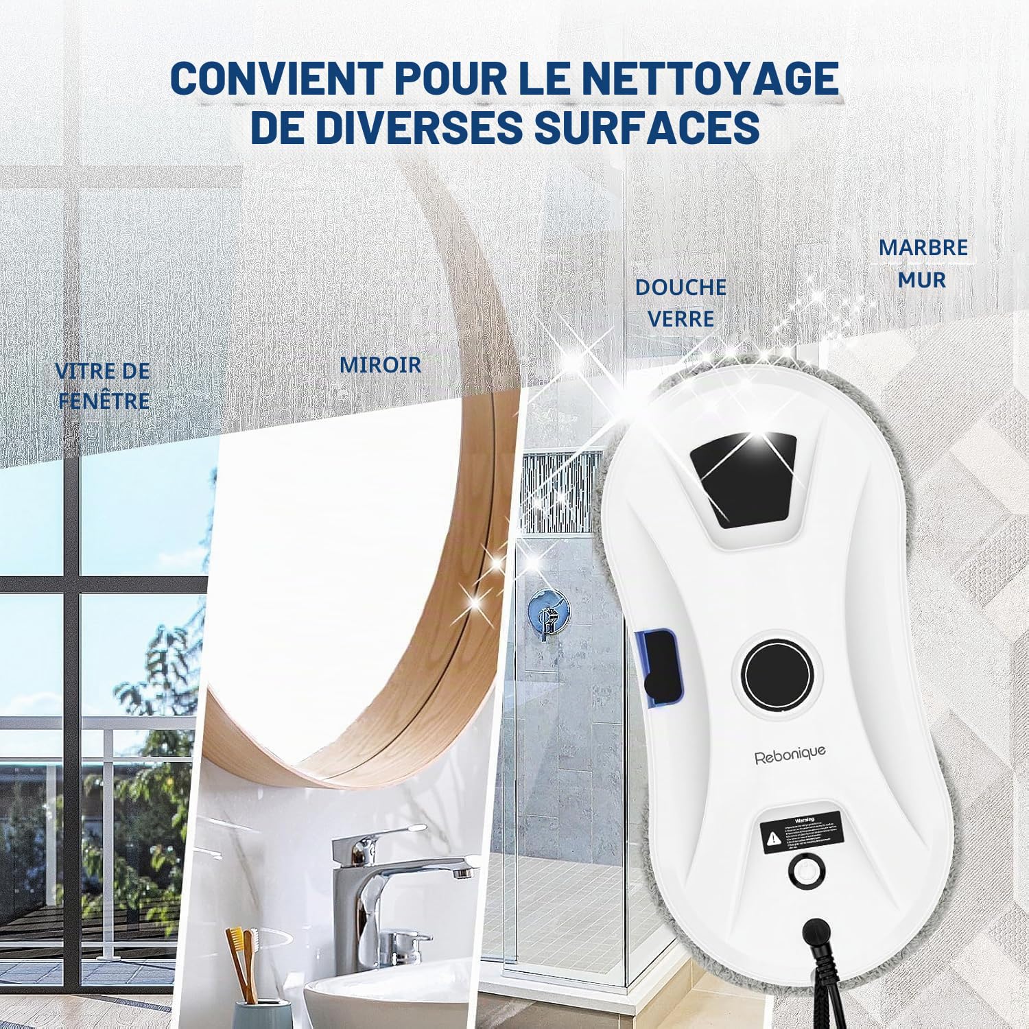 Osmo RoboClean Robot de nettoyage de fenêtres automatique électrique avec forte aspiration, navigation intelligente et détection des bords, pour verre, miroir, carrelage, intérieur et extérieur (2)