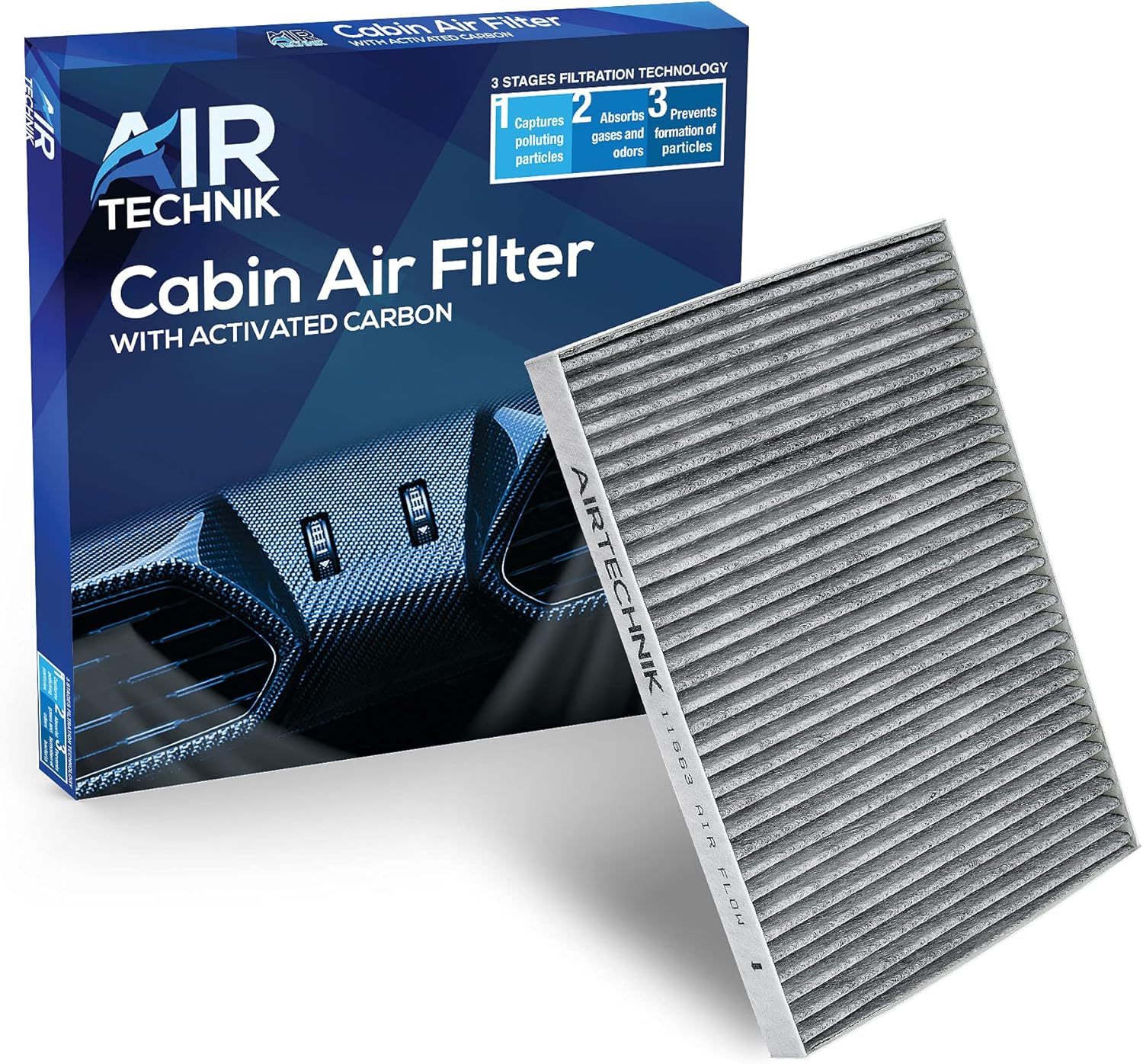 AirTechnik CF11663 Cabin Air Filter w/Activated Carbon | Fits Buick Enclave 08-17, Chevy Traverse 09-17, GMC Acadia 07-16, Acadia limited 17, Saturn Outlook 07-10 – 20958479